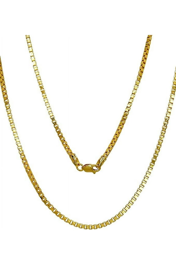 10K Real Gold Box Chain 1mm 1.5mm Diamond Cut Link Necklace For Men Women 14"-24"