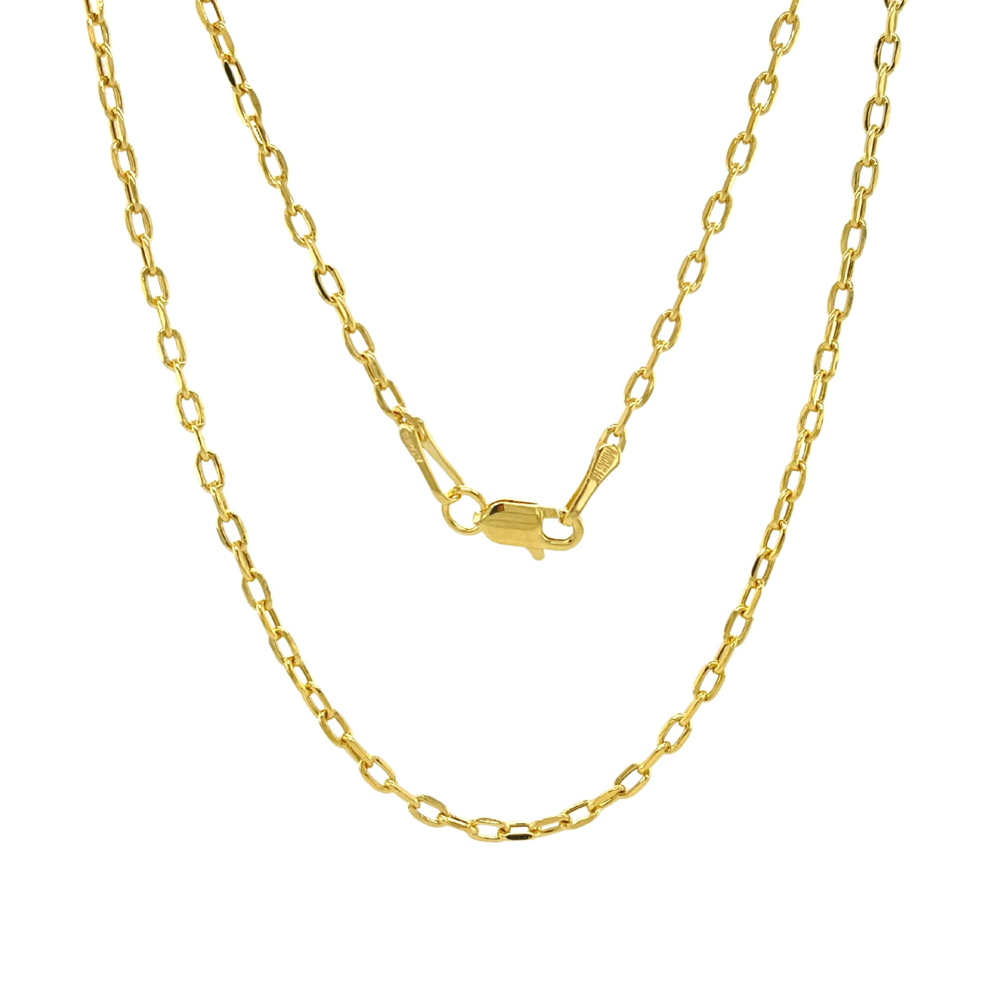 10K Real Gold Cable Chain 2mm Diamond Cut Link Chain Necklace For Women 14-26"