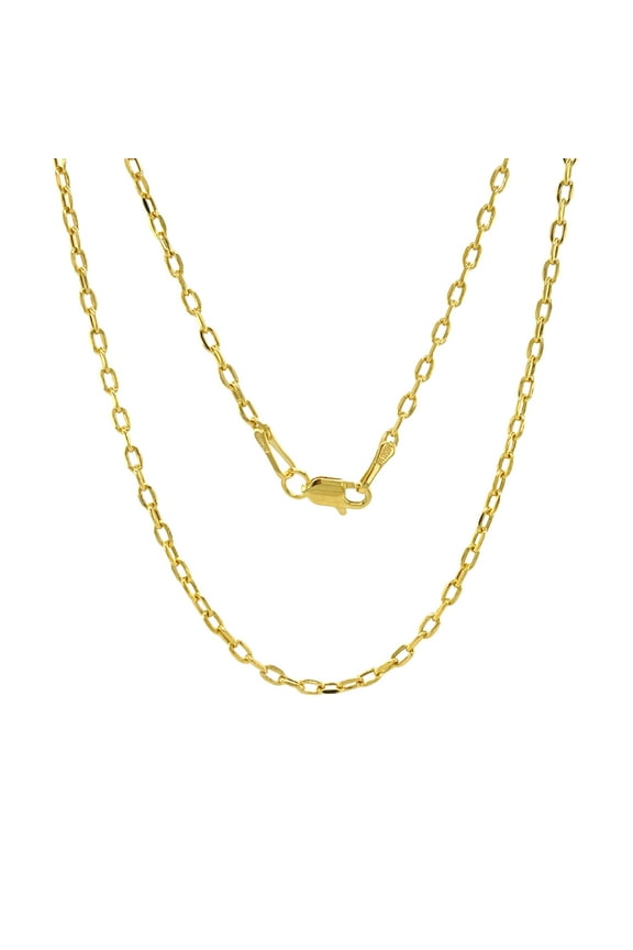 Jewel heart 10 K Real Gold Cable Chain 2mm Diamond Cut Link Chain Necklace For Women 14-26"