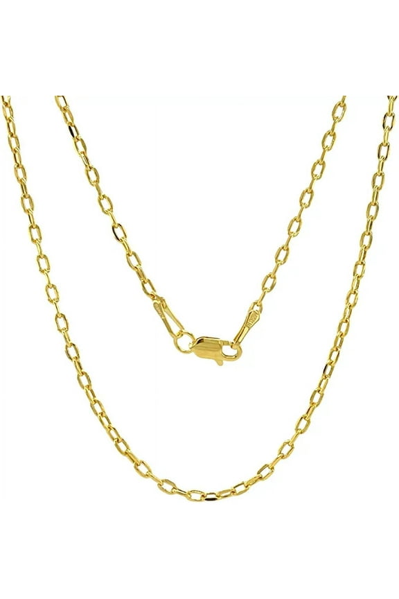 10K Real Gold Cable Chain 2mm Diamond Cut Link Chain Necklace for Women 14-26"