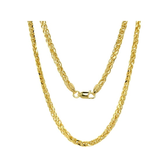 Jewelheart 10K Real Gold Square Wheat Spiga Chain 1.7mm 2.2mm 2.6mm 3.2mm Diamond Cut Braided Foxtail Necklace For Men Women