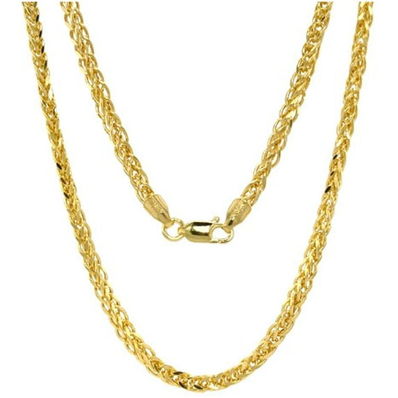 Jewelheart 10K Real Gold Square Wheat Spiga Chain 1.7mm 2.2mm 2.6mm 3.2mm Diamond Cut Braided Foxtail Necklace For Men Women