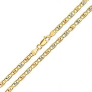 Jewelheart 10K Tricolor Solid Gold Valentino Chain 2.6mm Dainty Star Link Pendant Necklace For Men Women 16"