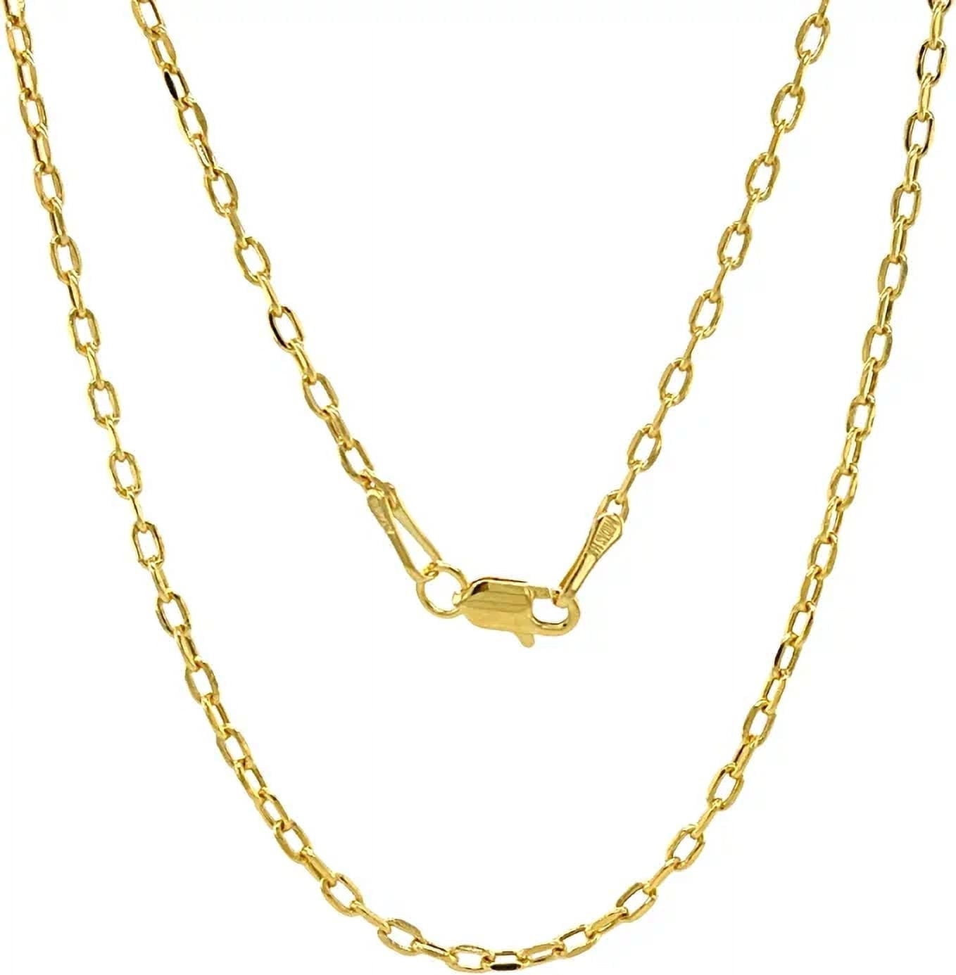 Jewelheart 14 K Real Gold Cable Chain 2 mm Diamond Cut Link Chain Necklace For Women 14-26 ...