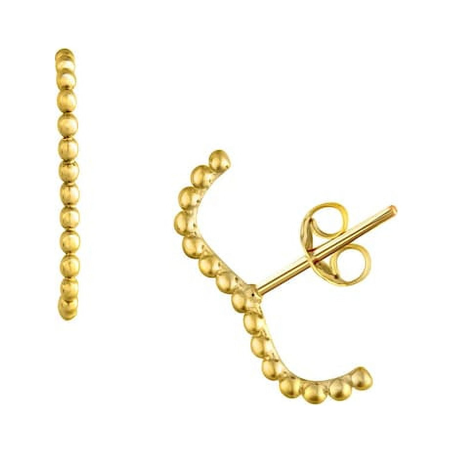 Jewelheart 14K Solid Gold Beaded Ear Cuff Stud Earrings For Women