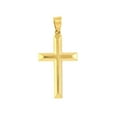 thumbnail image 1 of Jewelheart 14K Solid Gold Classic Beveled Edge Cross Pendant 14K Yellow Real Gold Religious Charm For Men Women, 1 of 6
