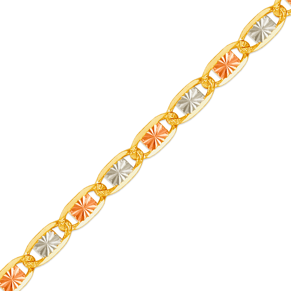 Jewelheart 14K Tricolor Solid Gold Valentino Chain 4mm Thick Star Link Pendant Necklace For Men Women 22"