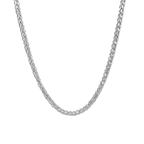 Jewelheart 14K White Real Gold Square Wheat Spiga Foxtail Chain 3mm Thick High Polished Braided Franco Pendant Palm Necklace For Men Women 24"