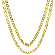 JEWELHEART 14K Yellow Real Gold Cuban Concave Curb Link Chain 1.9-4.75mm Diamond Cut Pendant Necklace For Men Women 16"-24"