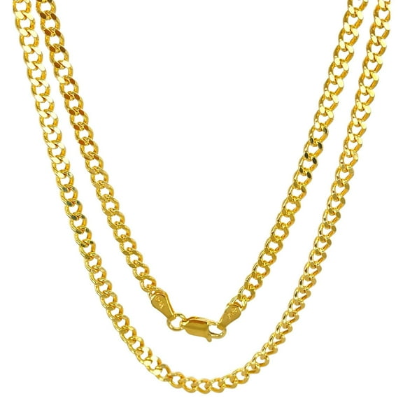 Jewelheart 14K Yellow Real Gold Cuban Concave Curb Link Chain 1.9-4.75mm Diamond Cut Pendant Necklace For Men Women 16"-24"