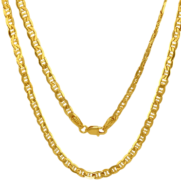 Jewelheart 14K Yellow Real Gold Flat Mariner Chain 2.4-4.65mm Thick Diamond Cut Anchor Link Pendant Necklace For Men Women 16"-24"