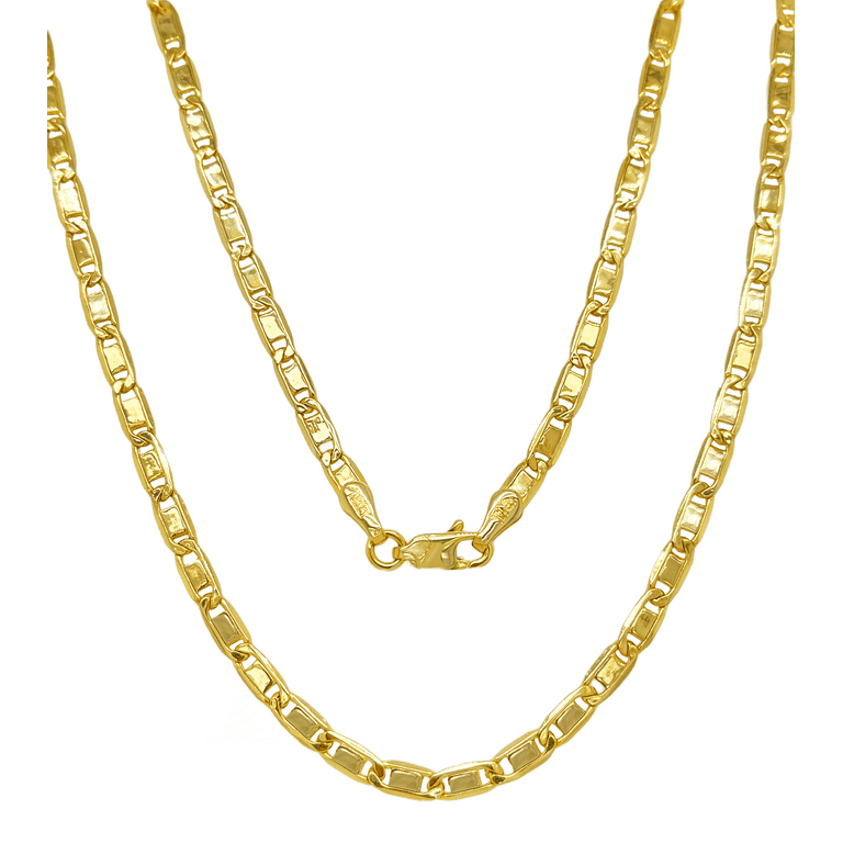 Jewelheart 14K Yellow Real Gold Valentino Chain 2.3 4.4mm Thick Polished Mirror Link Pendant Necklace for Men Women Boys Girls 16 inch 24 inch Adult