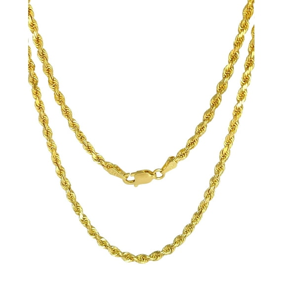 Jewelheart 14K Yellow Solid Gold Rope Chain 3mm Thick Twisted Link Necklace for Men Women 20"