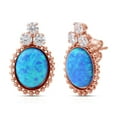 thumbnail image 1 of Jewelili 14K Rose Gold Plated Sterling Silver Created Opal Stud Earrings, 1 of 2