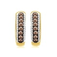 thumbnail image 1 of Jewelili 18K Yellow Gold Over Sterling Silver with 1/3 Cttw Natural Champagne and White Diamond Hoop Earrings, 1 of 4