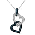 thumbnail image 1 of Jewelili Double Heart Necklace Pendant with Treated Blue and Natural White Round Diamonds in Sterling Silver 1/6 CTTW 18 inch Cable Chain, 1 of 13