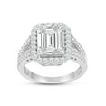 thumbnail image 1 of Jewelili Fine Silver Plate Octagonal and Round-cut Cubic Zirconia Halo Engagement Rings for Women, Size 7, 1 of 6