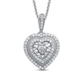 thumbnail image 1 of Jewelili Sterling Silver 1/3 Cttw Natural White Round Diamond Miracle Plated Heart Shape Pendant Necklace, 18" Rolo Chain, 1 of 12