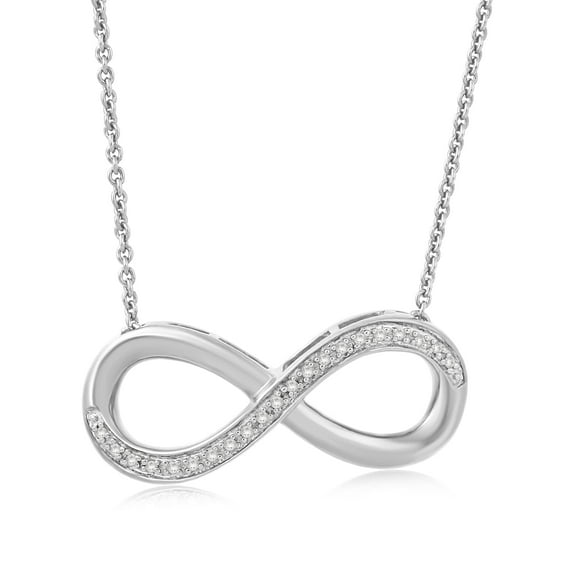 Jewelili Sterling Silver Natural White Round Diamond Accent Infinity Pendant Necklace, 18" Split Cable Chain