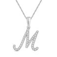 thumbnail image 1 of Jewelili Sterling Silver with 1.2 MM Round Created White Sapphire Alphabet Initial M Pendant Necklace, 18" Rope Chain, 1 of 5
