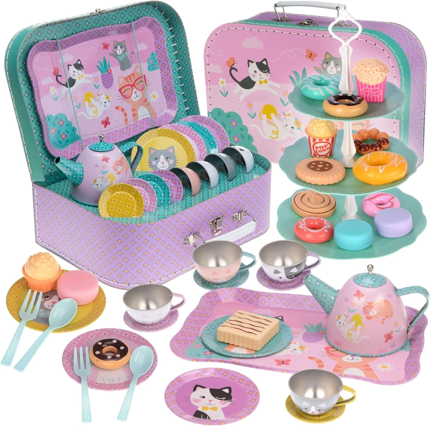 Jewelkeeper 42 Piece Children's Tea Party Play Set with Serving Cups