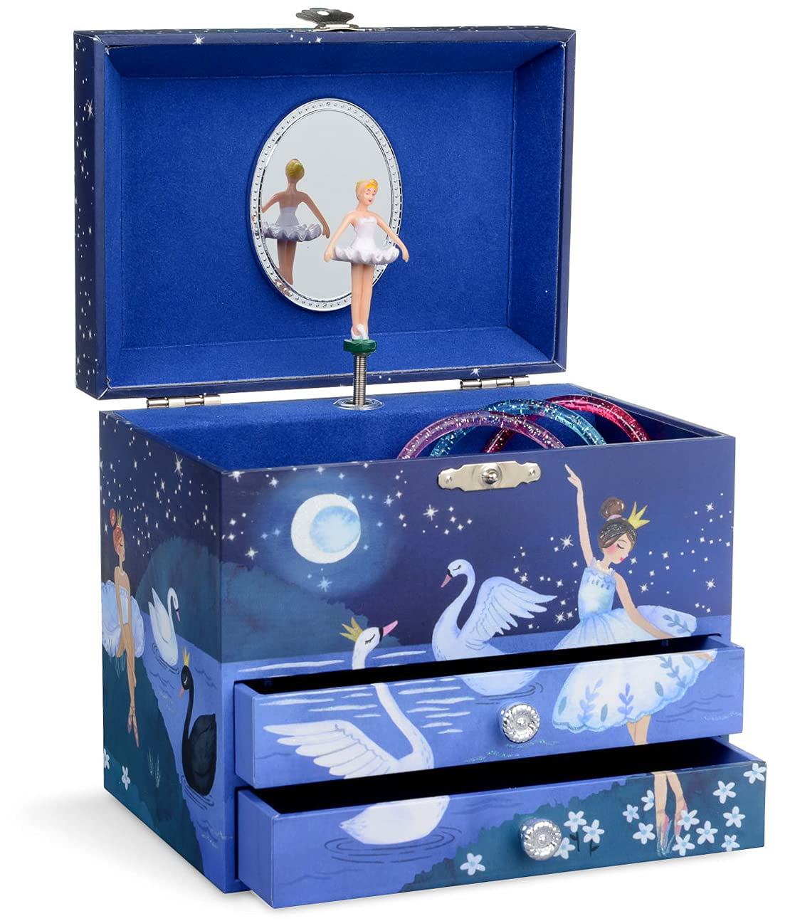 Mini Enamel Rhinestone Bow Jewelry Box Bow Hinged Jewelry Box Glitter  Jewelry Box Mini Figurine Ring Box (blue)