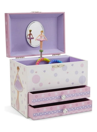 White Personalized Large Jewelry Box with Drawer, Carrying Handle, and