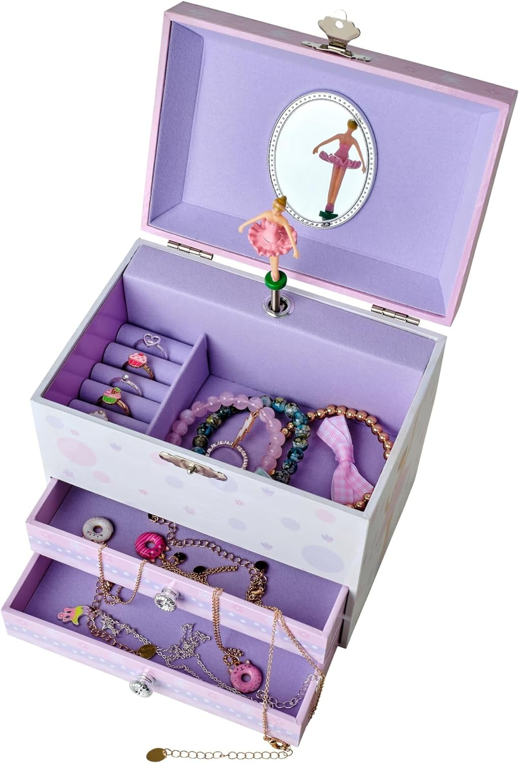 Jewelkeeper Ballerina Musical Jewelry Box for Kids White/Purple