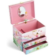 JEWELKEEPER Ballerina and Rainbow Musical Jewelry Box with 2 Pullout Drawers, Swan Lake Tune