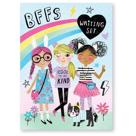 Jewelkeeper Cool Girls Rainbow Design Writing Kit, Girls Stationery Paper Letter Set, Stickers, Envelope Seals