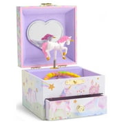 Jewelkeeper Girl's Musical Jewelry Box with Spinning Unicorn & Drawer - Glitter Rainbow & Stars Design - Ideal Child's Jewelry Box - The Unicorn Tune