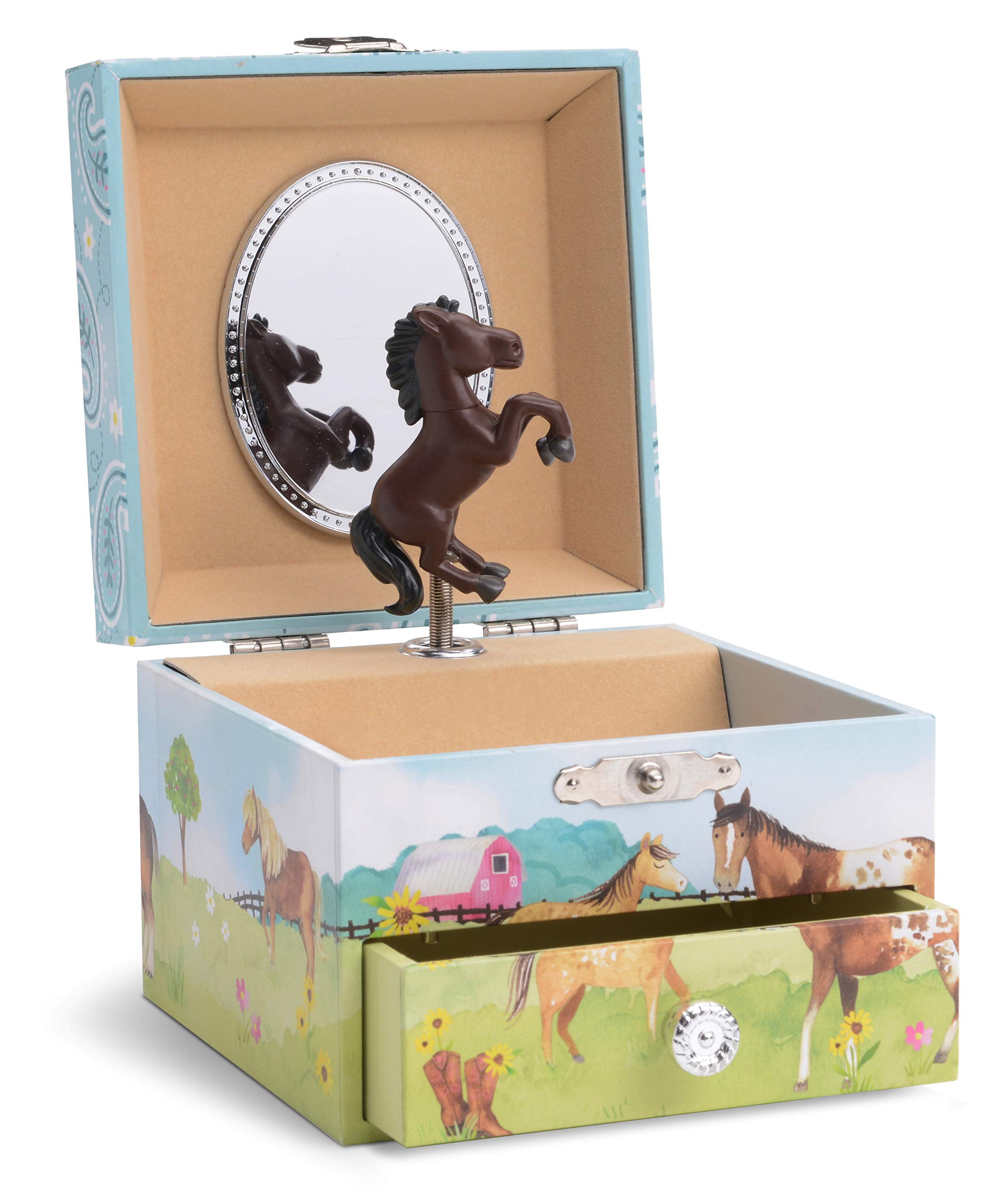 Jewelkeeper Girl s Musical Jewelry Box Pullout Drawer Horse Design Home on the Range Tune Walmart