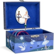 JEWELKEEPER Girl's Musical Jewelry Storage Box with Spinning Ballerina, Glitter Design, Swan Lake Tune