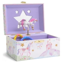 Jewelkeeper Girl's Unicorn Musical Jewelry Box with Glitter Rainbow and Stars Design - The Beautiful Dreamer Tune - Girls Jewelry Boxes