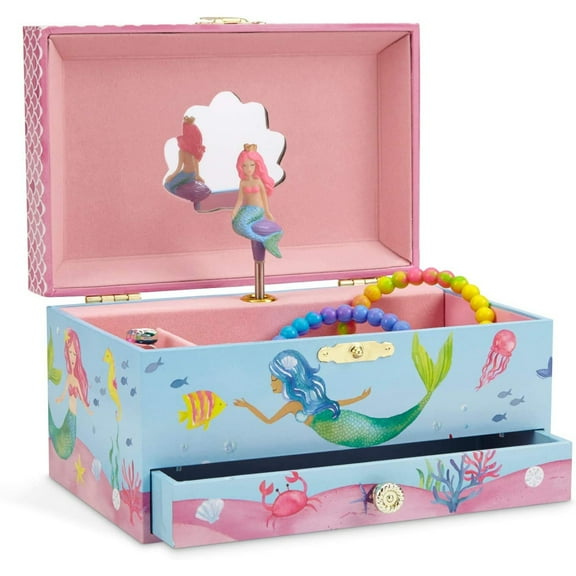 Jewelkeeper Mermaid Music Jewelry Box & Little Girls Jewelry Set - 3 Mermaid Gifts for Girls