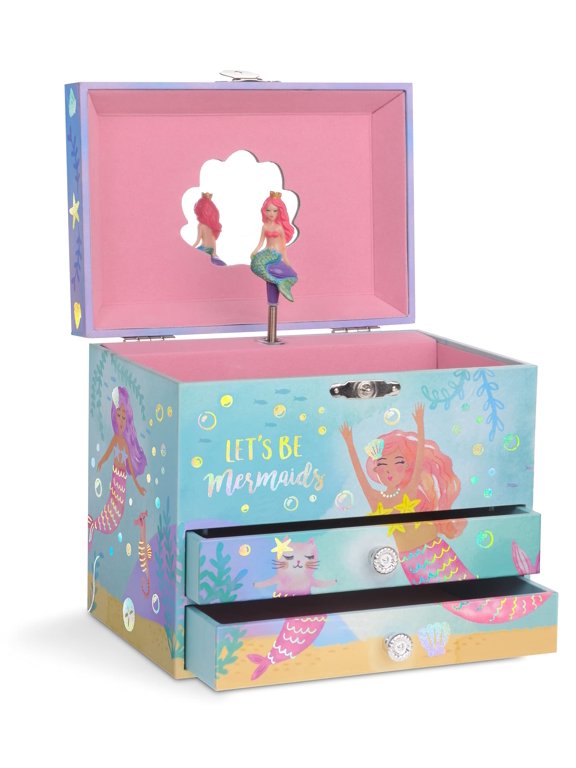 Mermaid Musical Jewelry Box with 2 Pullout Drawers