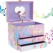 JEWELKEEPER Unicorn Musical Jewelry Box for Girls - Cotton Candy Unicorn Design Music Box with 2 Pullout Drawers to Store Earrings, Necklace and Bracelets, Plays The Beautiful Dreamer Tune