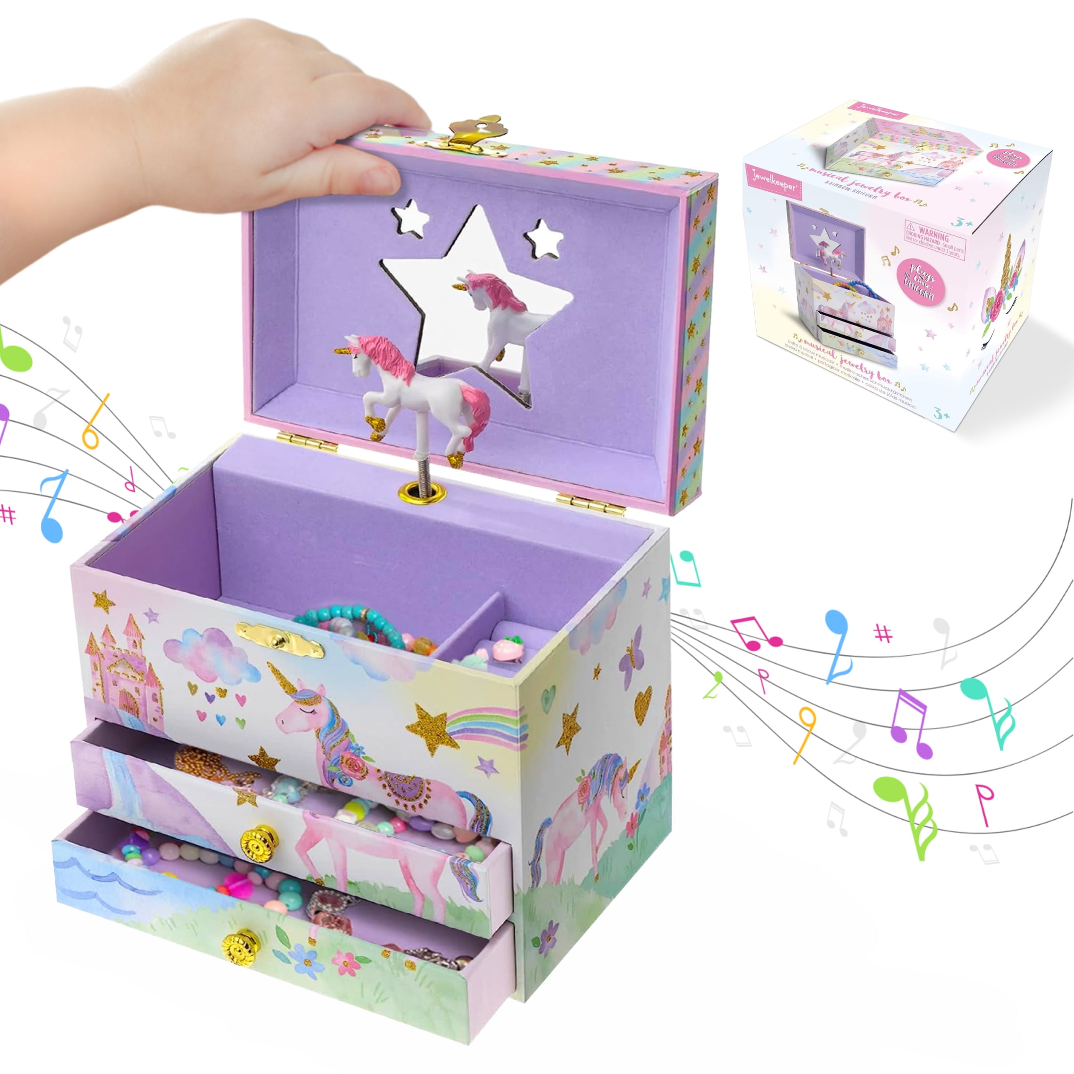 Jewelkeeper Children's Musical Jewelry Box, Unicorn Design with 2