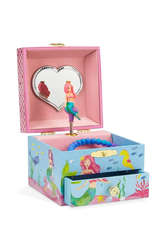 Musical Jewelry Box with Spinning Unicorn, Mermaid Pattern, Birthday or Christmas Gifts.