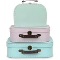 thumbnail image 1 of Jewelkeeper Paperboard Suitcases, Set of 3 â Nesting Storage Gift Boxes for Birthday Wedding Nursery Easter Office Decoration Displays Toys Photos â Retro Pastel Design, 1 of 7