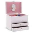 thumbnail image 1 of Jewelkeeper Personalize-Your-Own White Musical Ballerina Jewelry Box with 2 Pullout Drawers, You are My Sunshine Tune, 1 of 5