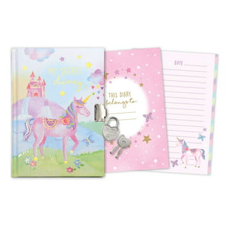 Girls Diary with Lock, GINMLYDA Paper Kids Journals Set Includes 7.1x5.3  inches School Supplies (Unicorn) 