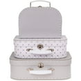thumbnail image 1 of Jewelkeeper Paperboard Suitcases, Set of 3 Vintage Decorative Storage Box, Luggage Decor Storage, Vintage Decor for Birthday, Weddings, Grey Stars Design, 1 of 6