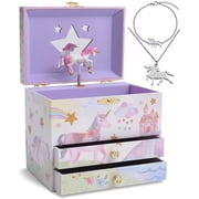 Unicorn Jewelry Box - Little Girls Jewelry Set - 3 Storage Compartments - Gift for Unicorn Themed Collectors - Music Box for Girls - The Beautiful Dreamer Tune 