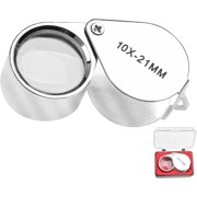 Jewellers Loupe Magnifying Glass, 10X Handheld Magnifier Jewelers Loupes Magnifying Glasses with Case Applied to Science Reading Books Newspaper Insects Hobby Observation (10X)
