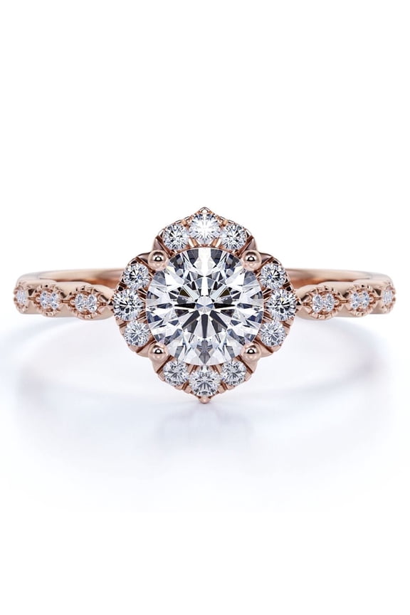 2 Ct Lab Grown Diamond Cluster Ring 14K Gold Over, VS1 Clarity E-F Color Round Cut, Fine Jewelry for Women, Classic Engagement Ring, Anniversary Gift, Bridal Jewelry