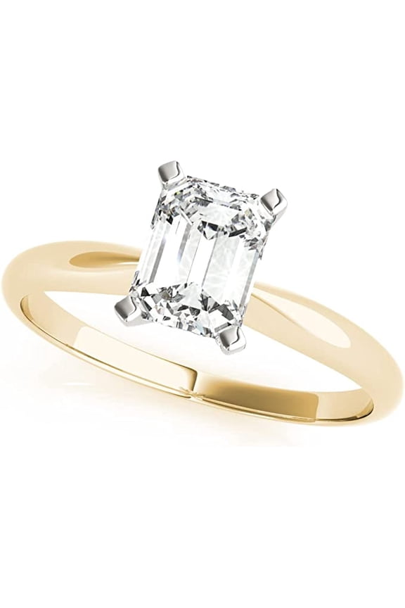 1/2ct Certified Emerald-Cut Diamond Solitaire Engagement Ring in 14K Gold (H-I/VS2-SI1)