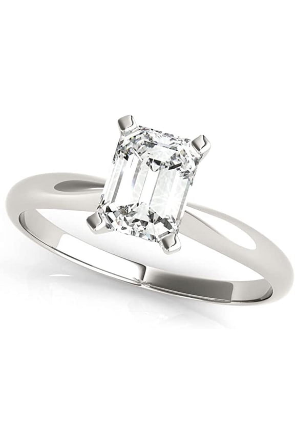 1/2ct Certified Emerald-Cut Diamond Solitaire Engagement Ring in 14K Gold (H-I/VS2-SI1)