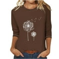 thumbnail image 1 of Jewelreauty 3/4 Sleeve Tunic Tops for Women Cute Floral Print Crewneck Basic Tees Casual Loose Summer Clothes (M, Brown), 1 of 4
