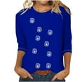 thumbnail image 1 of Jewelreauty 3/4 Sleeve Tunic Tops for Women Cute Floral Print Crewneck Basic Tees Casual Loose Summer Clothes (S, Blue), 1 of 4